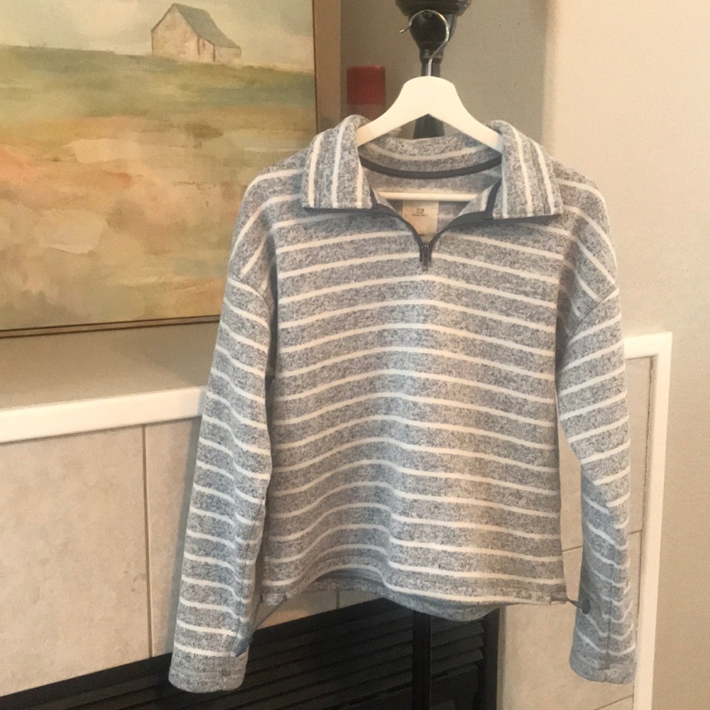 Thread & Supply Stripe Quarter Zip Fleece Pullover